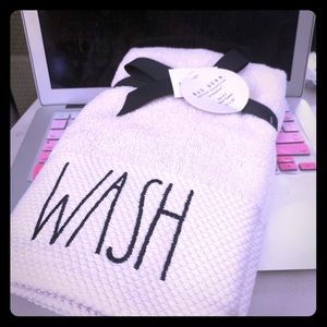 Rae Dunn white hand towels